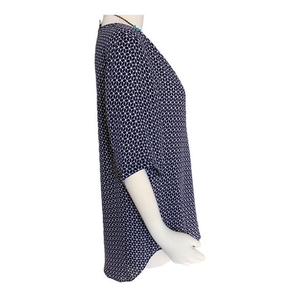 Theory 100% Silk Loose Fitting Black and White Blouse Size L - Picture 4 of 7